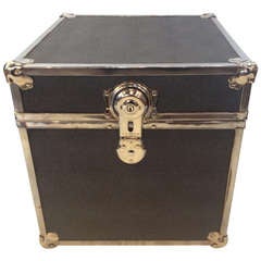 Polished Chrome Faux Shagreen Slate Blue Trunk 11