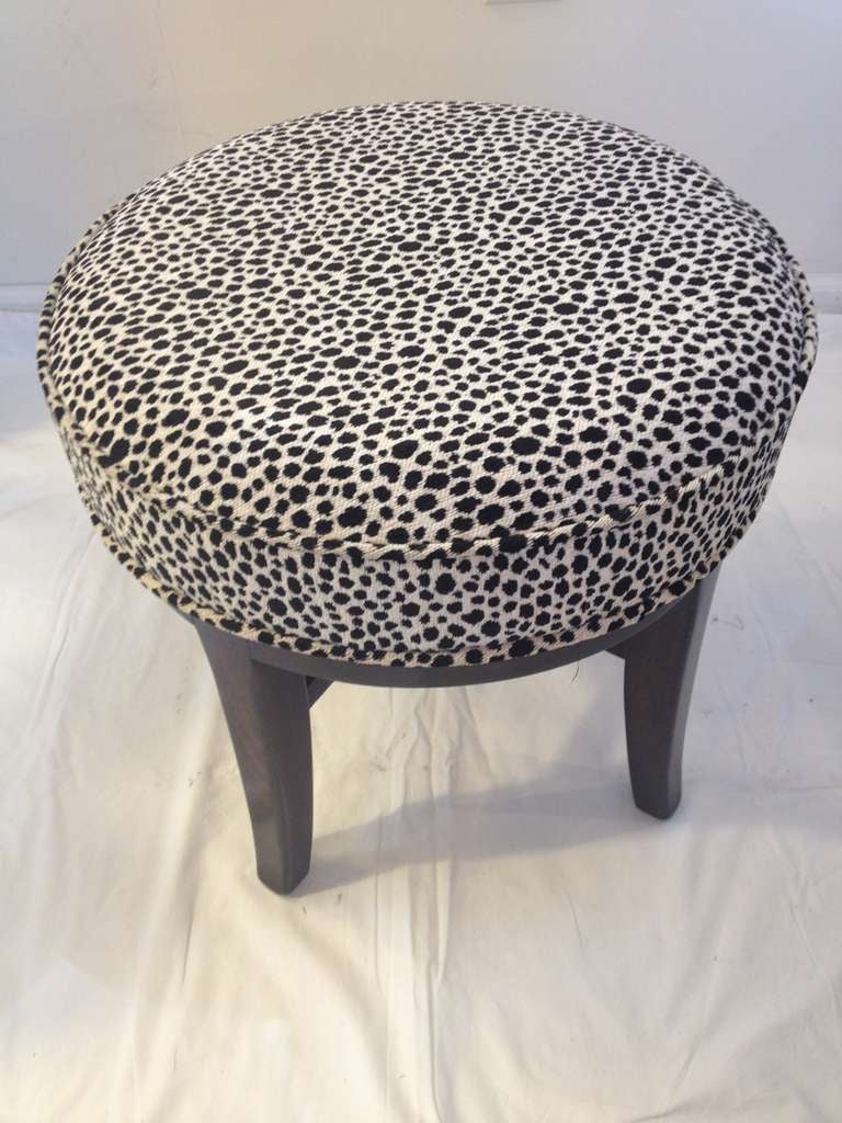 Art Deco Vanity Swivel Stool Robjohn Gibbings  chenille Fabric In Excellent Condition For Sale In Westport, CT