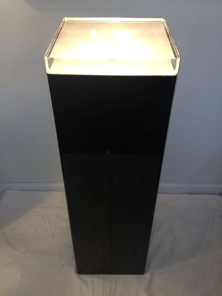 American Rare 1960's Black Plexiglass Lucited Lighted Pedestal