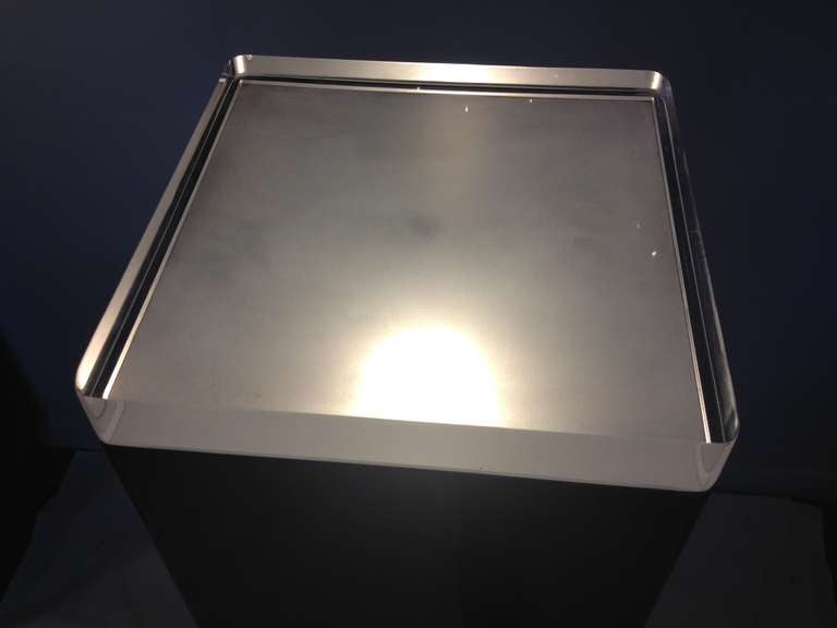 Mid-20th Century Rare 1960's Black Plexiglass Lucited Lighted Pedestal