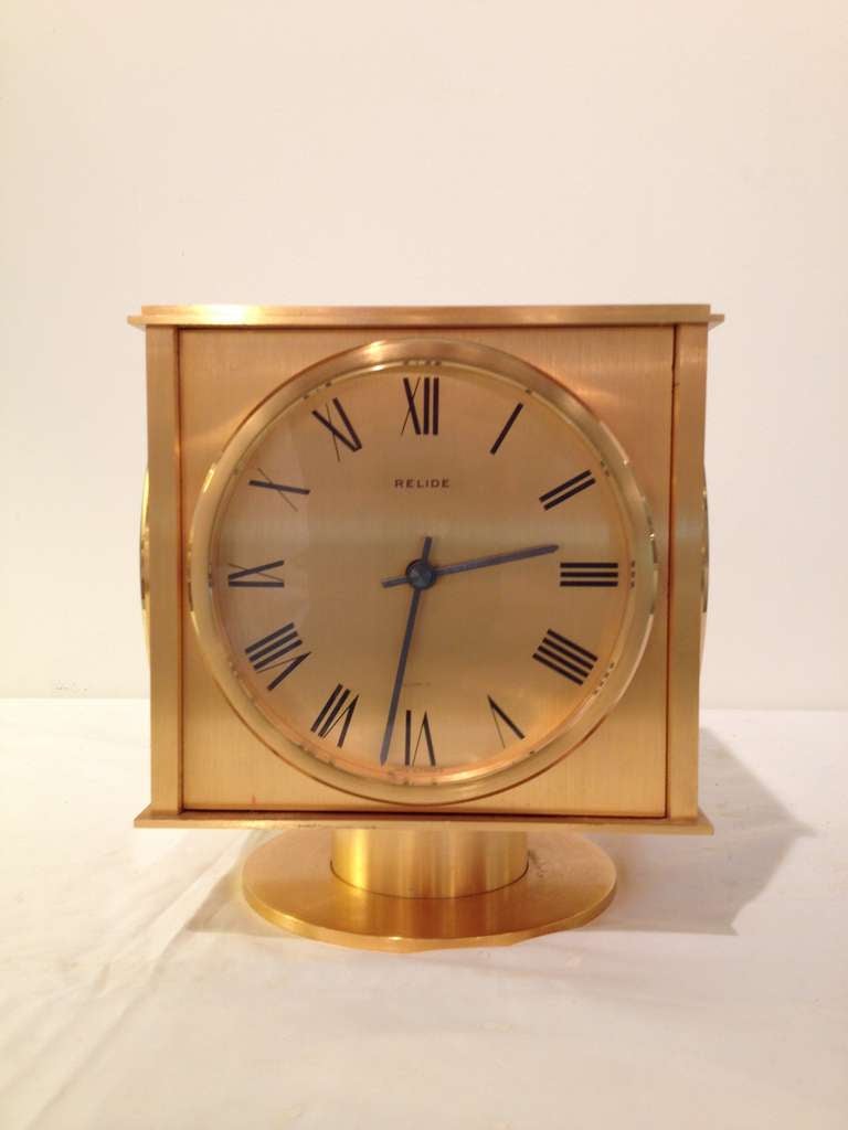 Relide French Four Time Zone Sided Clock Rare In Excellent Condition In Westport, CT