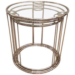 Set of Three Polished Chrome Tables