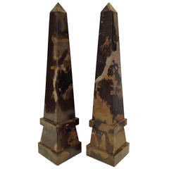 Vintage Pair Marble Obelisks
