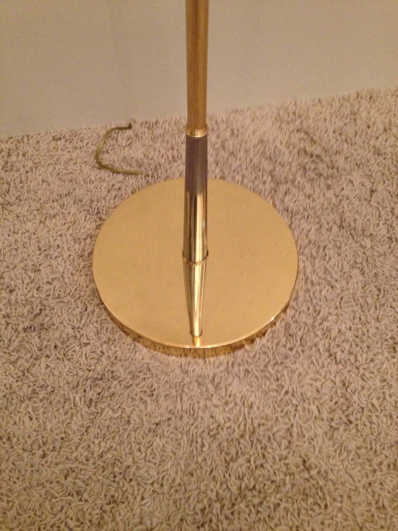 Stilnovo Style Solid Brass Pierced Shade 1950s Standing Lamp For Sale 3