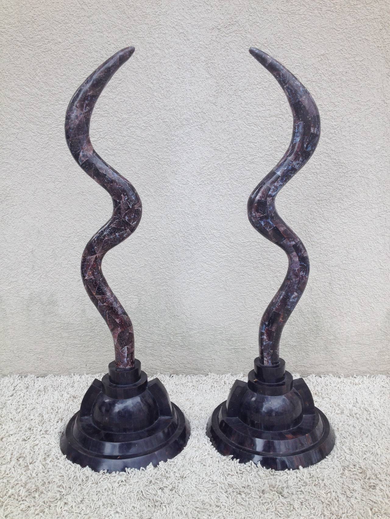 Pair of Fossil Stone Marcius for Casa Bique  Antler Sculptures In Excellent Condition In Westport, CT
