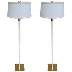Pair of Hansen NY Glass Rod Brass Standing lamps