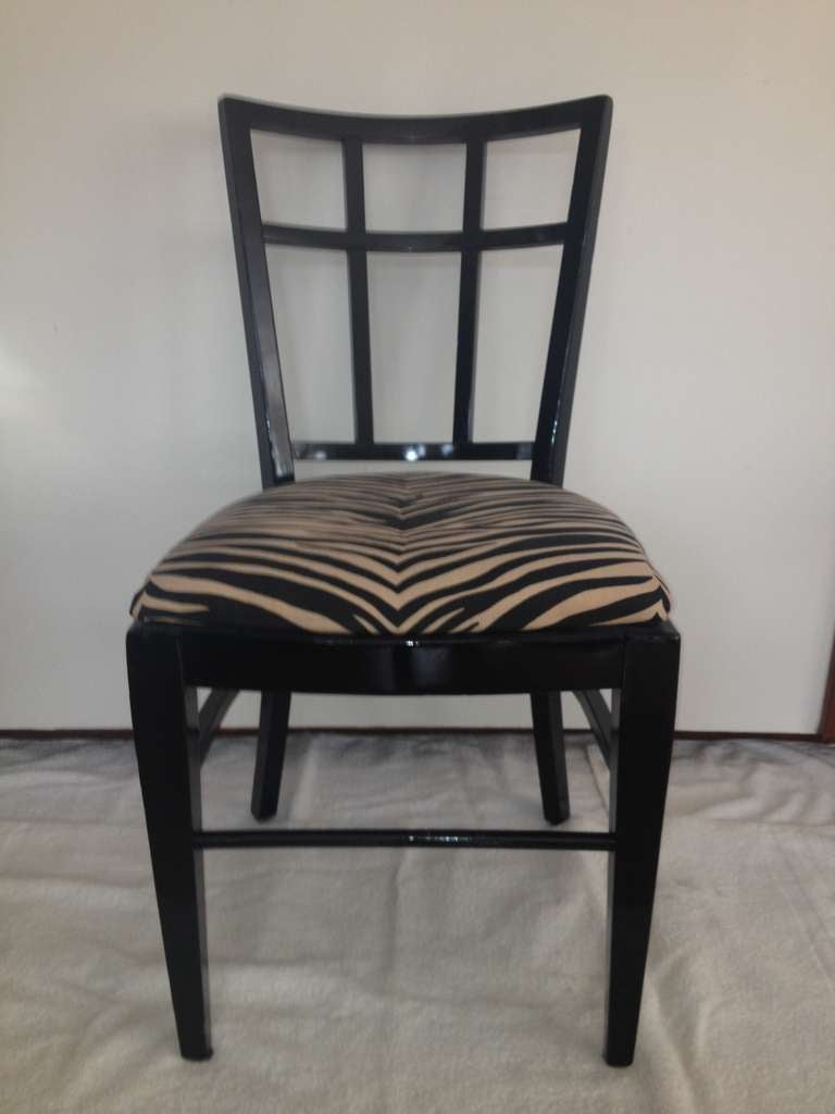 Mid-20th Century Cafe Carlyle Set of Six Black Lacquer Dining Chairs For Sale