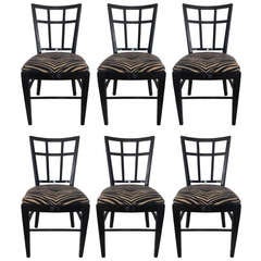 Italian Black Lacquer Dining Chairs At 1stdibs Cafe Carlyle Set Of Six Black Lacquer Dining Chairs