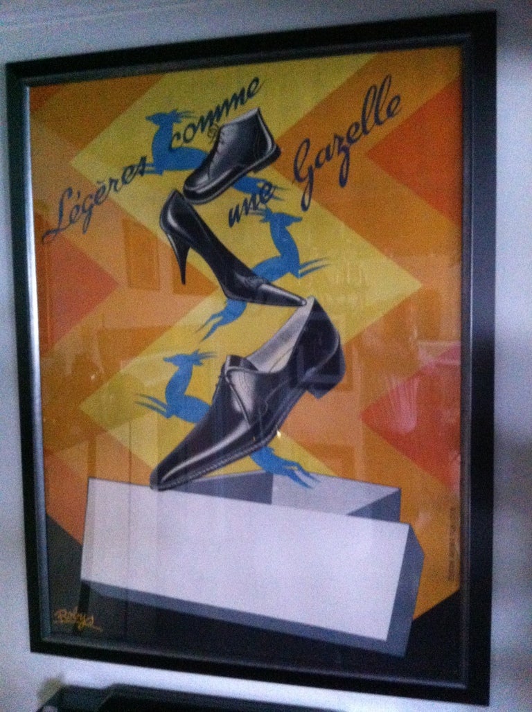 Milieu du XXe siècle Affiche de chaussures françaises Gazelle signée « Rogers » en vente