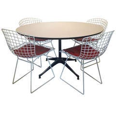 Dining Set of Four Harry Bertoia Chairs and Danish Formica Table