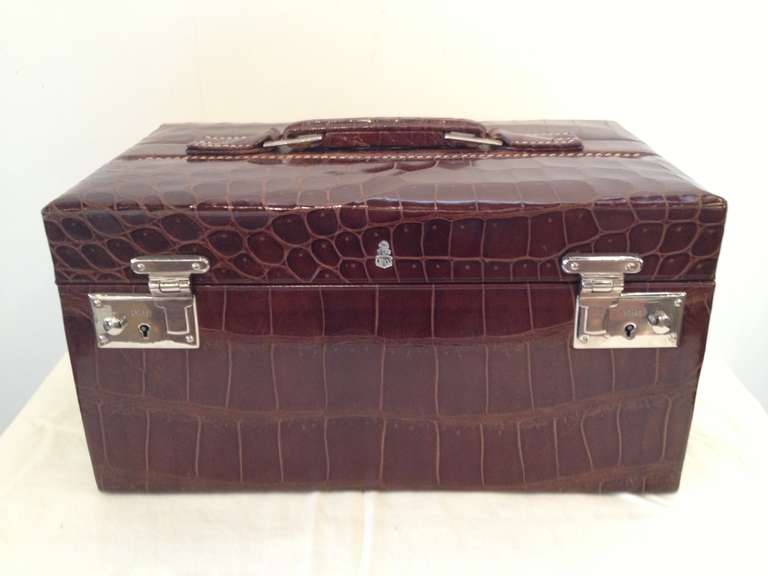 Mark Cross Embossed Alligator Travel Case with Cover 3
