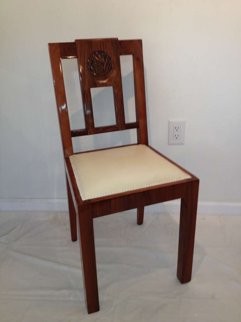 European Art Deco Mahogany Set 6 Dining Chairs 4