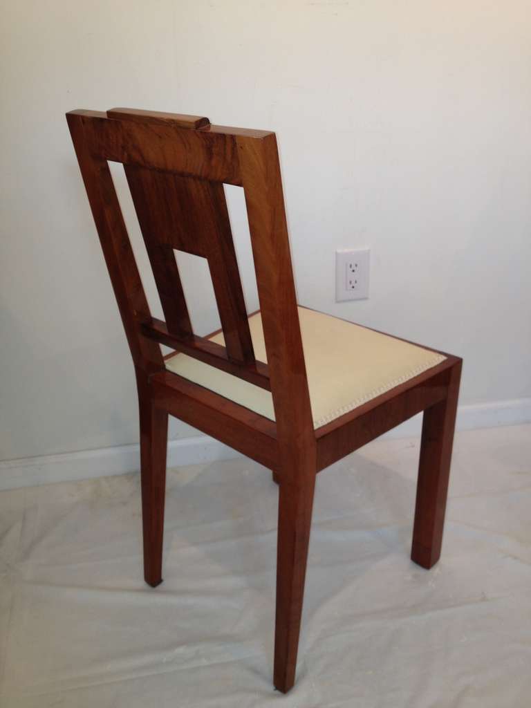European Art Deco Mahogany Set 6 Dining Chairs In Excellent Condition In Westport, CT