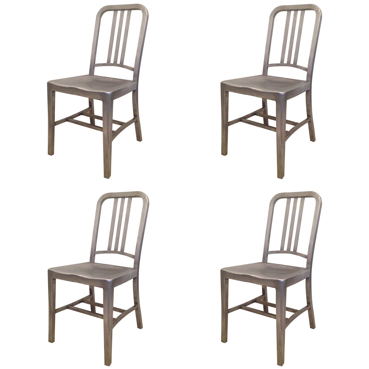 Emeco Set of Four Vintage Navy Chairs