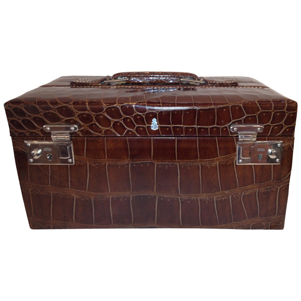 Mark Cross Embossed Alligator Travel Case with Cover