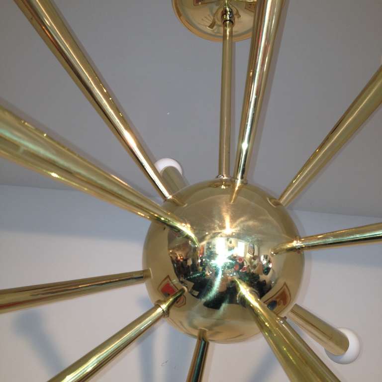 Italian Stilnovo Attributed Sputnik Chandelier Brass For Sale