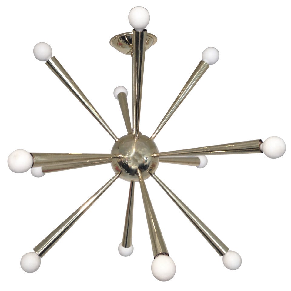 Stilnovo Attributed Sputnik Chandelier Brass