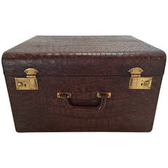 Antique Brown Alligator Travel Trunk