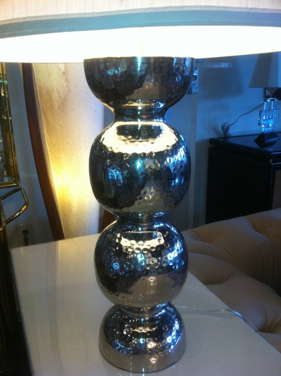 Pairs hammered Lamps In Excellent Condition For Sale In Westport, CT