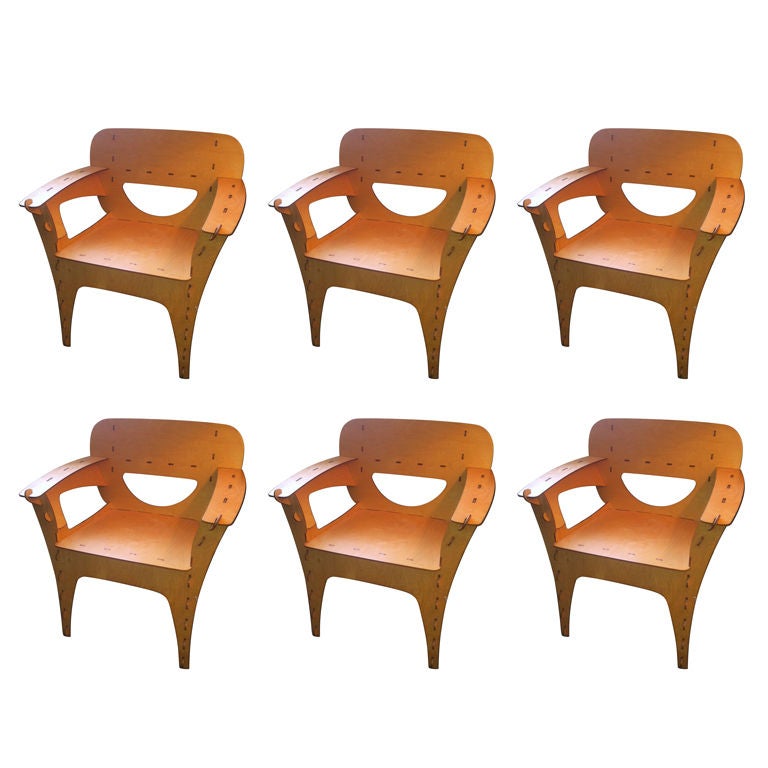 David Kawecki set of 6 Puzzle chairs, 1980–90, offered by Glen Leroux Antiques Inc