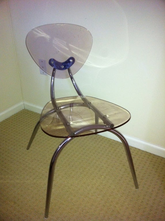 Polished chrome Lucite Desk chair
