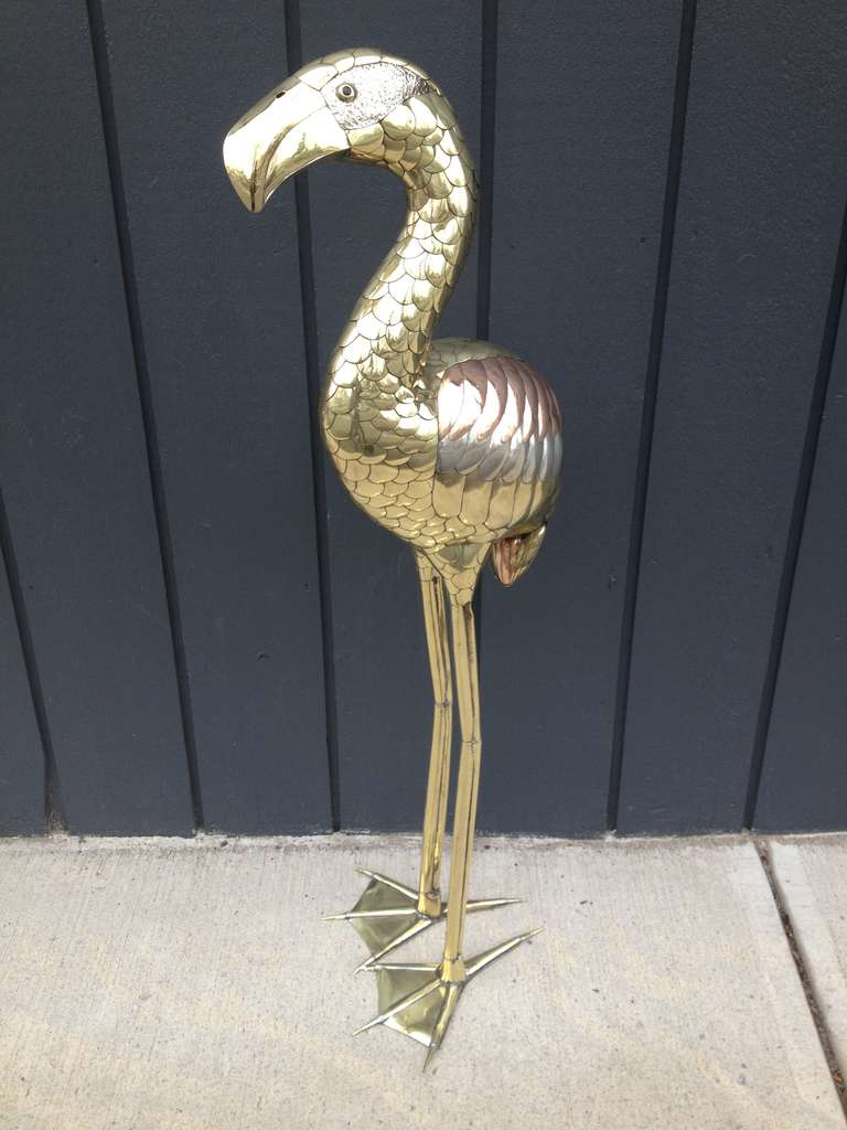 Mid-Century Modern Sergio Bustamante Flamingo Standing Sculpture For Sale