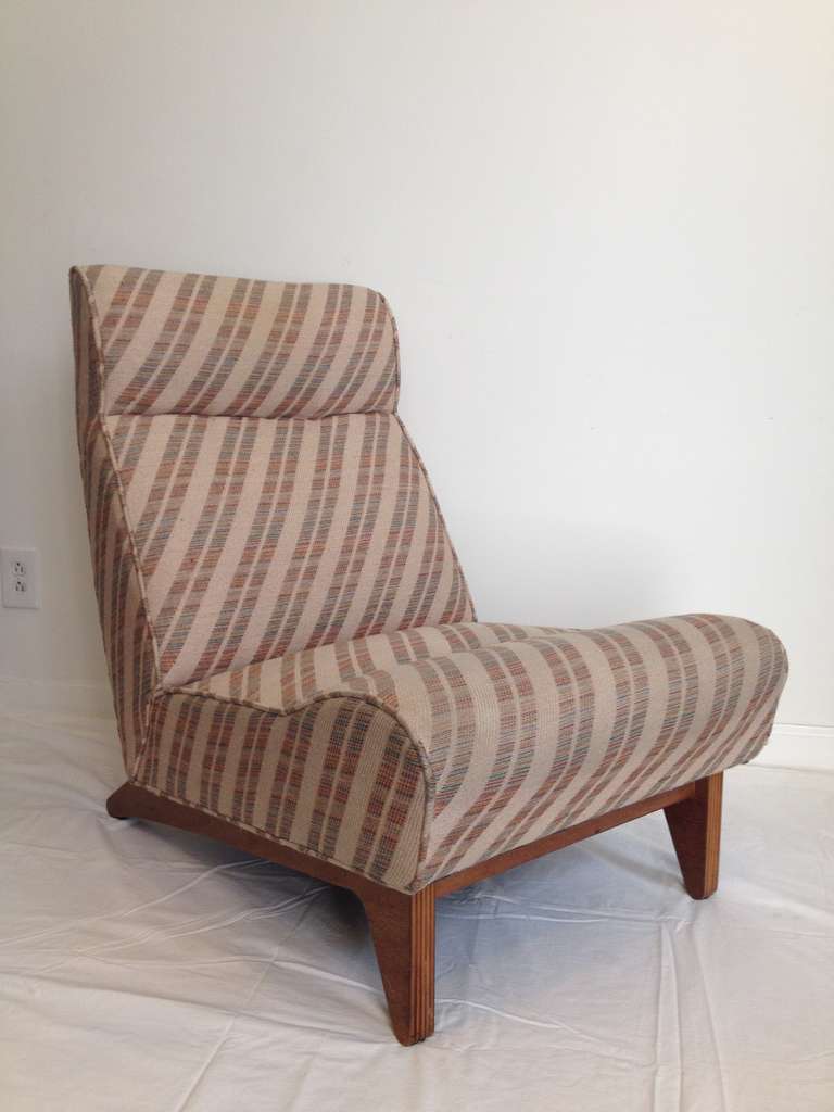 Rare and exceptional Edward Wormley Low Chair with original fabric and finish