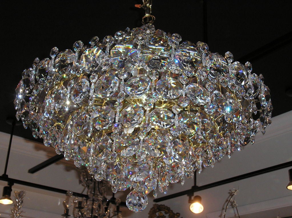 Modernist Crystal chandelier,in a Beautiful  Cascade Design,one of two.