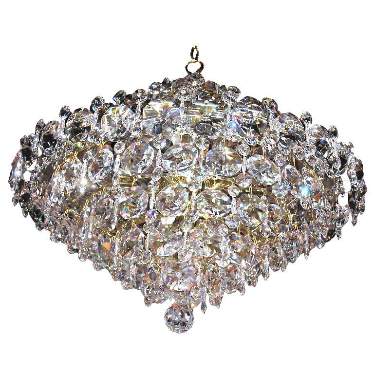 Pair Crystal Modernist Chandelier For Sale