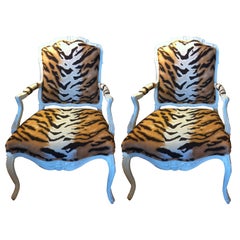 Pair painted Fauteuil Chairs collection NY Times writer