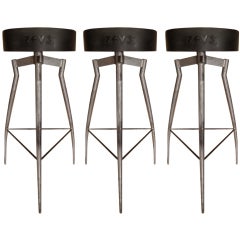 Vintage Set of Three Bar Stools Claudio Nardi Zeus Co.