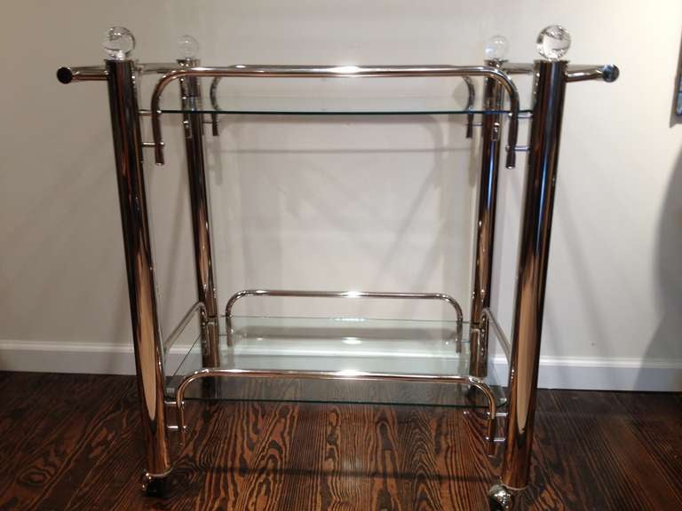 Polished Chrome Lucite Bar Cart 1960