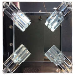 Polished Chrome and Lucite Corner Mirror