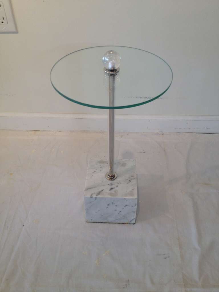 Mid-Century Modern Petite Drinks Table with Marble Base