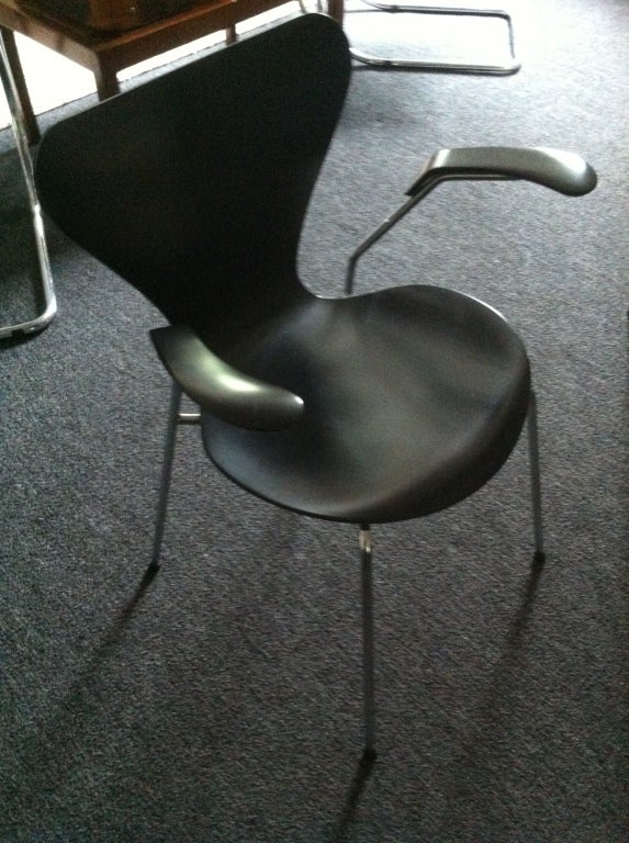 pair series 7 Fritz Hanson black arm chairs 2 armless also available