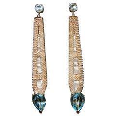 Long 14k Blue topaz earrings circa 1960's 12