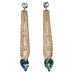 Long 14k Blue topaz earrings circa 1960's