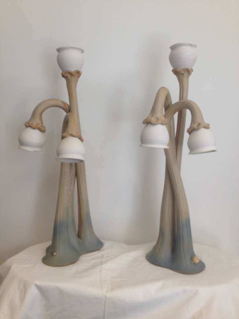 Pair Doug Blum Calla Lilly Lamps 1