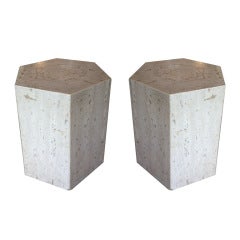 Pair  travertine Marble Pedestals end tables