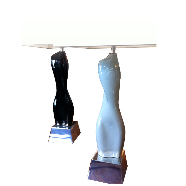 Pair Russel Wright Ceramic Lamps