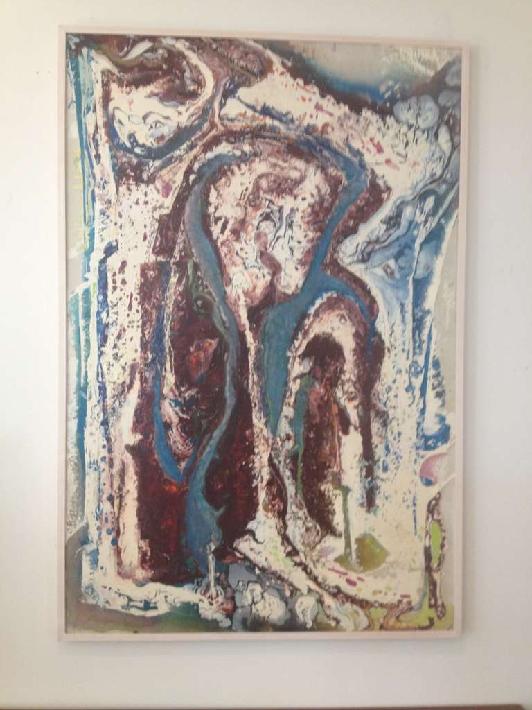 Mid-Century Modern Large Eska Smythe Abstract Oil on Canvas For Sale