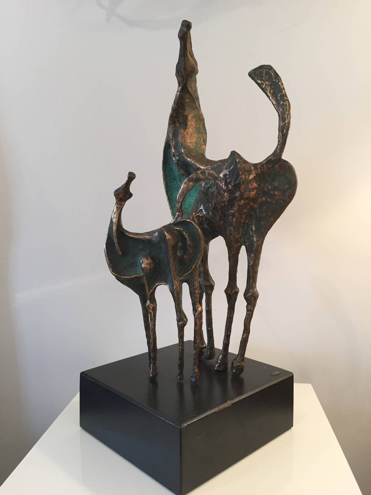 Mid-Century Modern Curtis Jere Bronze Horses Sculpture