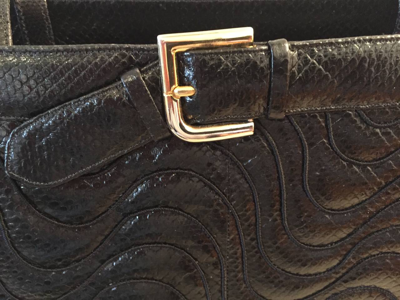 20th Century Judith Leiber Oversize Snakeskin Buckle Pocketbook For Sale