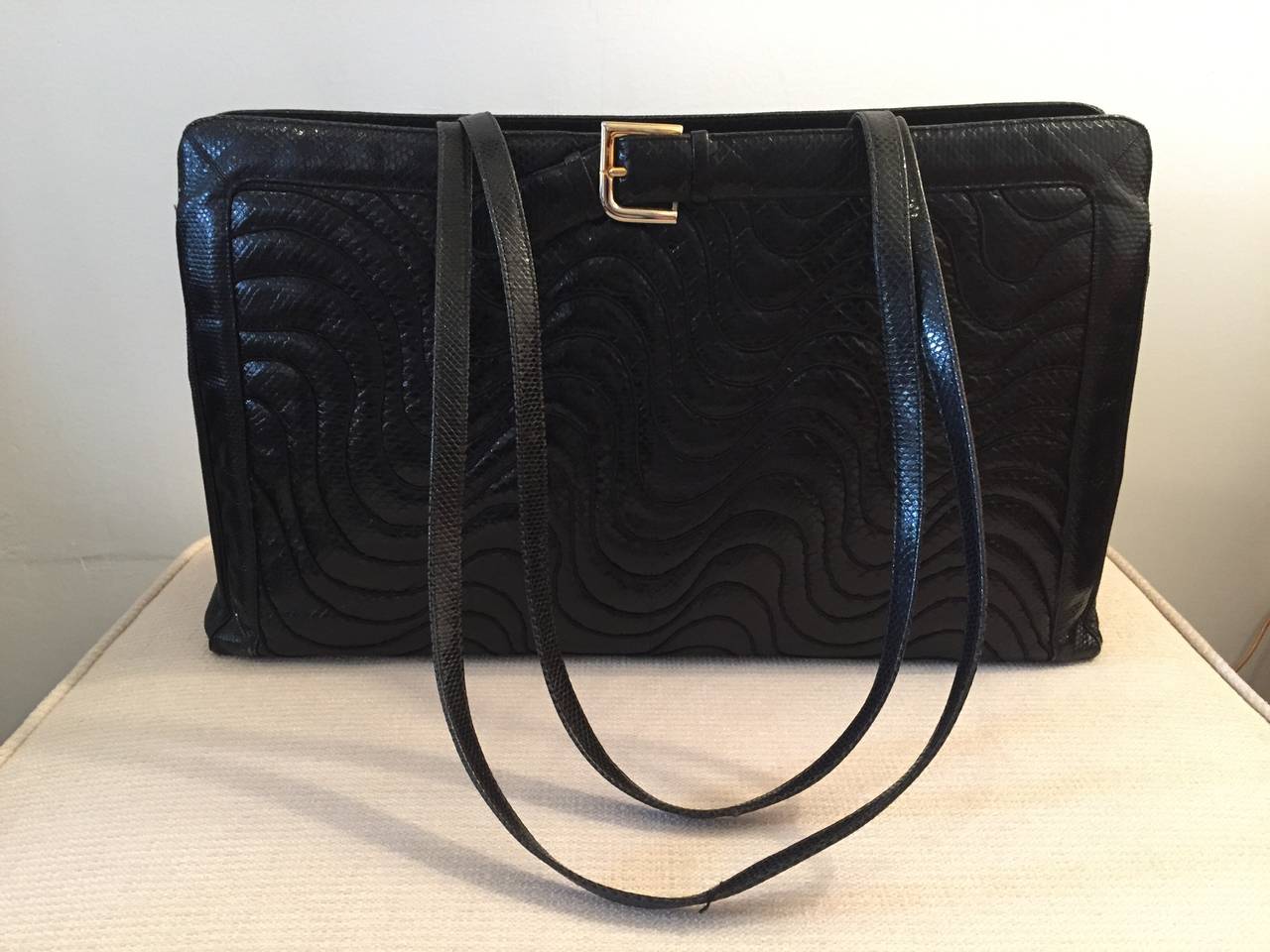 Judith Leiber Oversize Snakeskin Buckle Pocketbook For Sale at 1stDibs