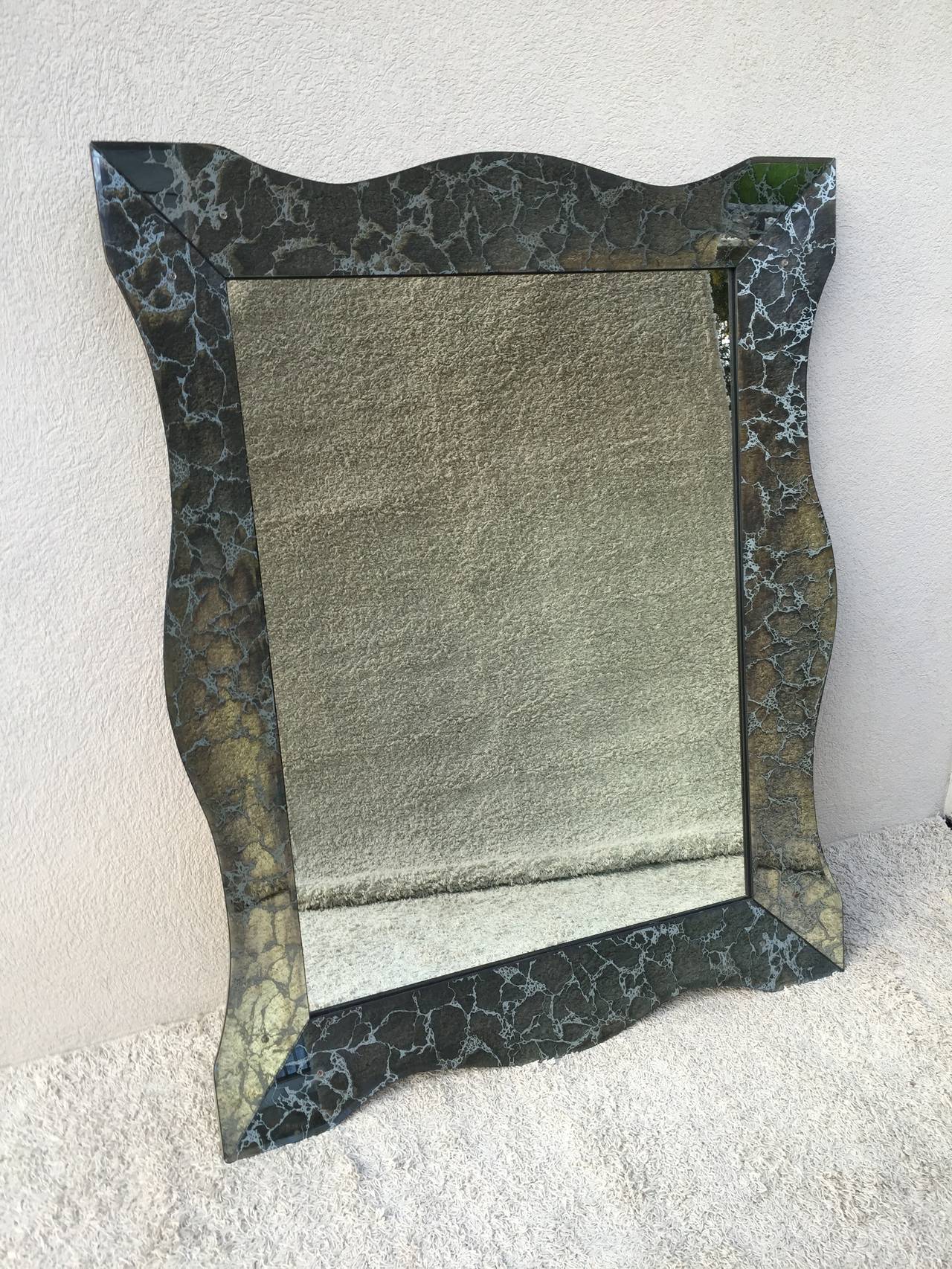 silver beveled mirror