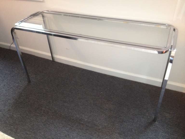 Polished Chrome and glass sofa table circa 1970's