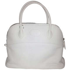 White Hermes Bolide Bag Clemence Leather