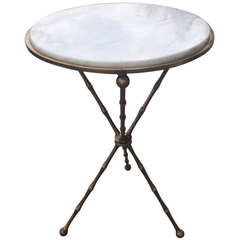 Vintage Maison Bagues Bronze Marble Tripod Table