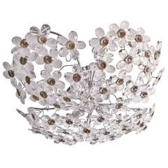 Austrian Crystal 1930's Flower Petal Ceiling Fixture