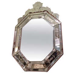 Vintage 1930's Venetian Etched Beveled Mirror